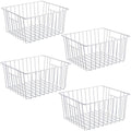 Wire Storage Basket Bins Organizer with Handles, Pearl White, Set of 4 X912625