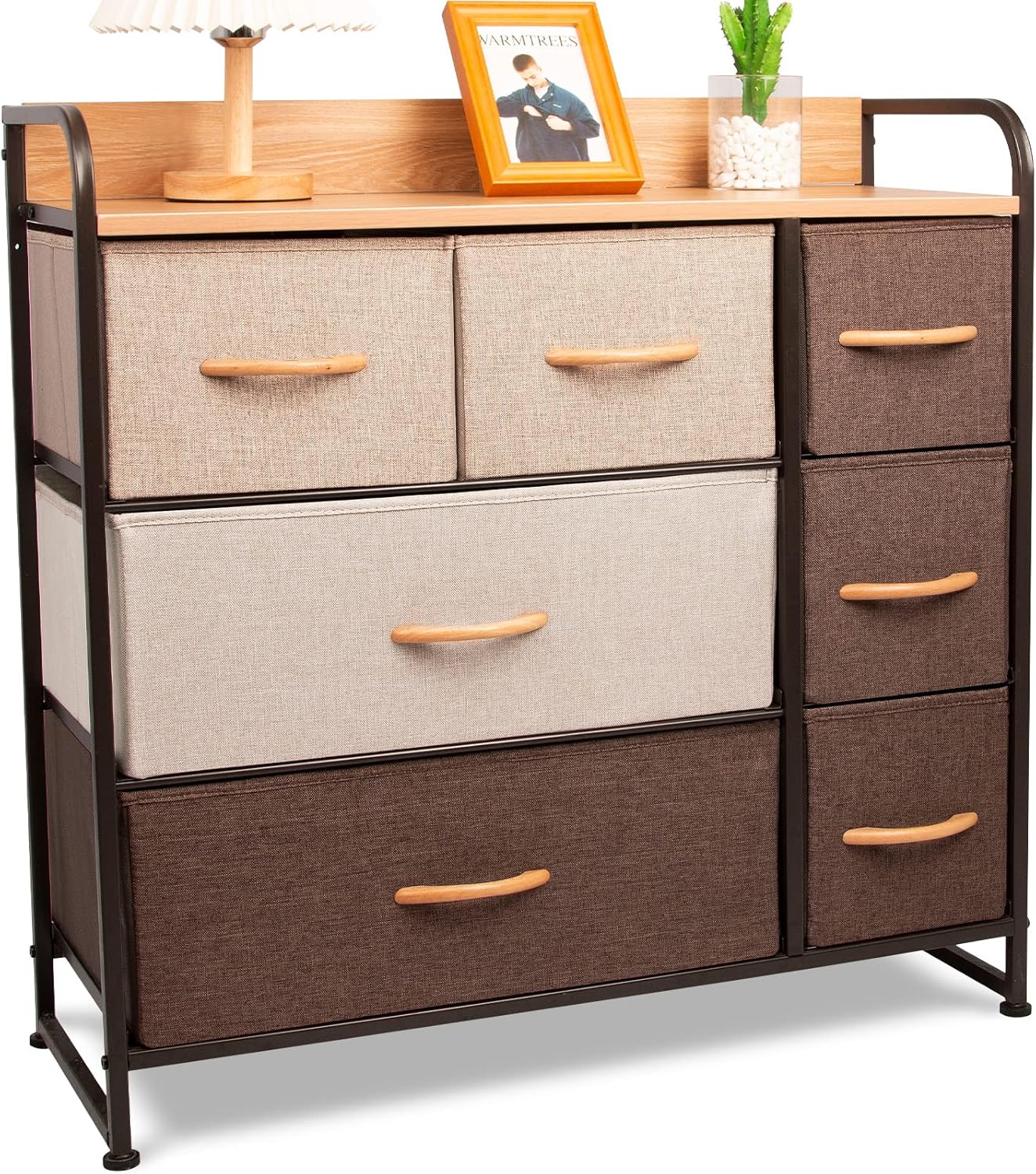 Fabric 7 Drawer Dresser Storage Tower with Steel Frame O227709