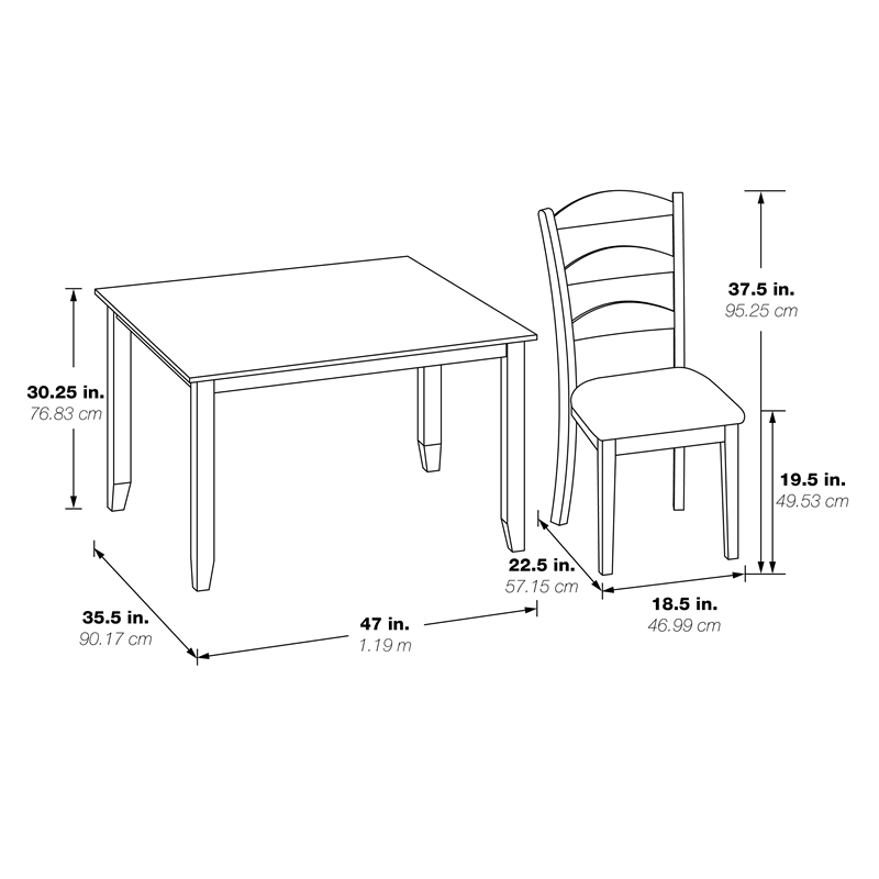 5-Pc. Wood Dining Table Set with Tobacco Top and Cream Base C460