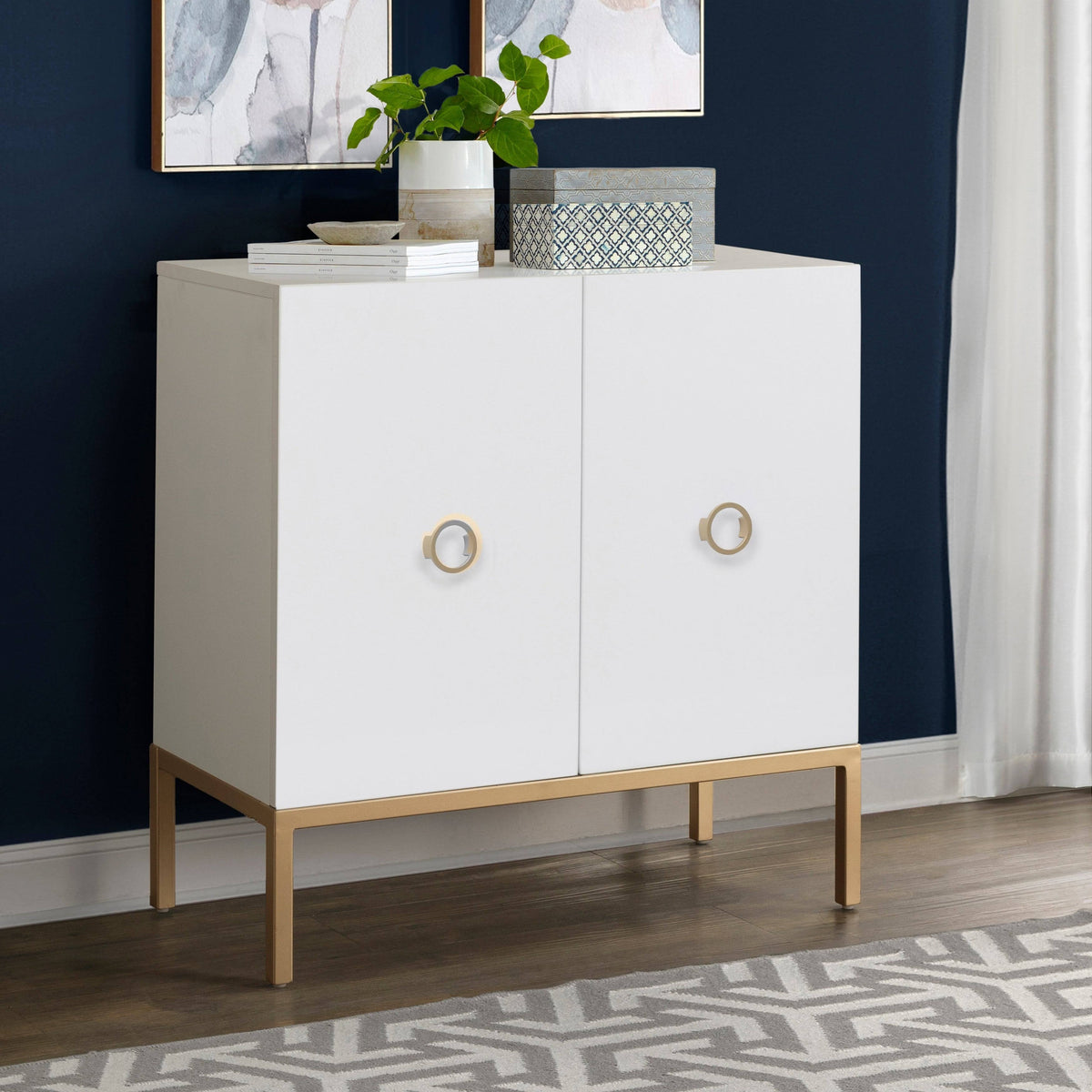 White and Gold Door Cabinet Z8864
