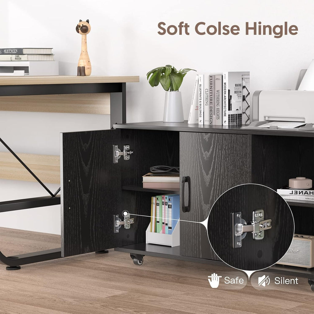 Black Rolling File Cabinet with Storage M44787
