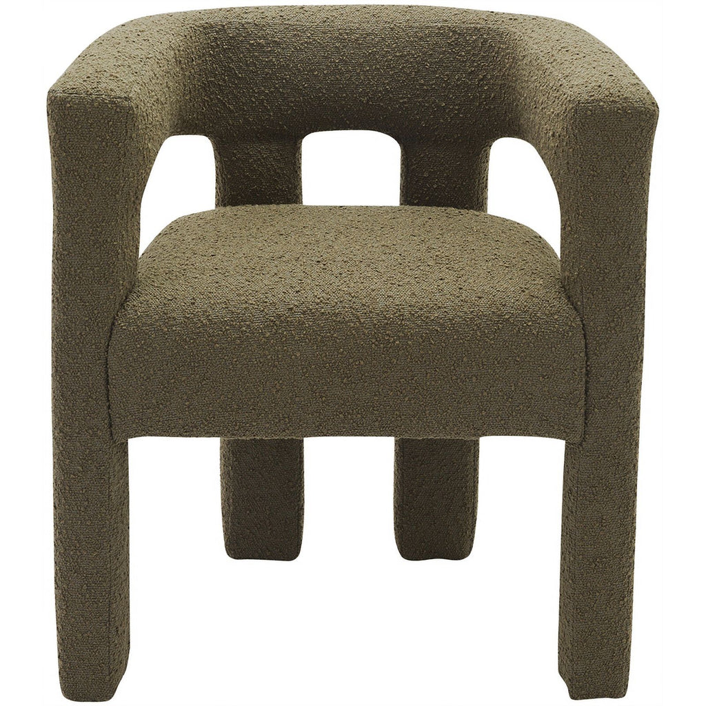 Olive Green Boucle Fabric Accent Chair Z977934