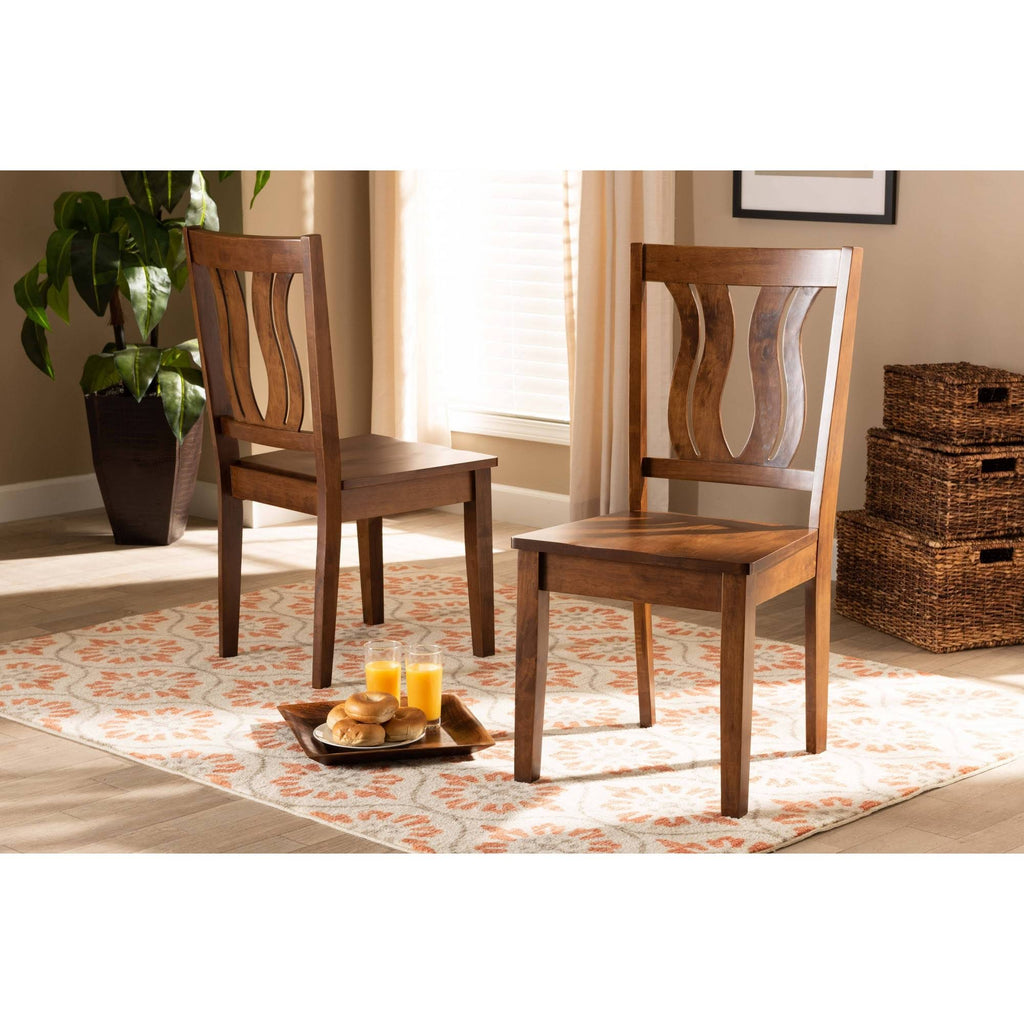 Walnut Brown Finished Wood 2-Piece Dining Chair Set J9847