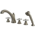 Triple Handle Deck Mounted Roman Tub Faucet with Handshower O228