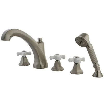 Triple Handle Deck Mounted Roman Tub Faucet with Handshower O228
