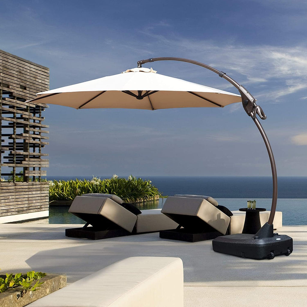 11 FT Curvy Aluminum Offset Cantilever Umbrella with Base Y348
