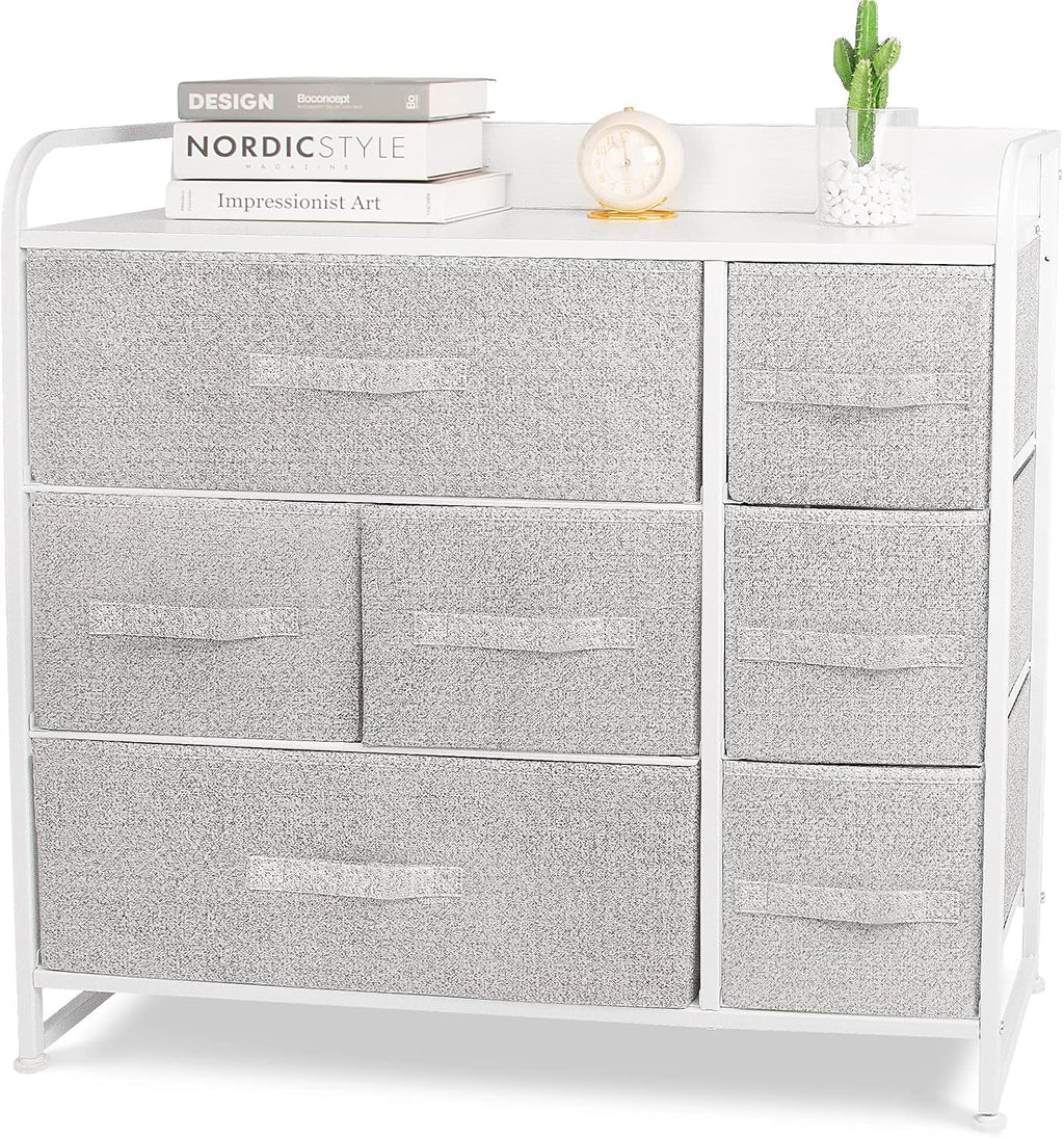 Fabric 7 Drawer Dresser Storage Tower with Steel Frame O227709