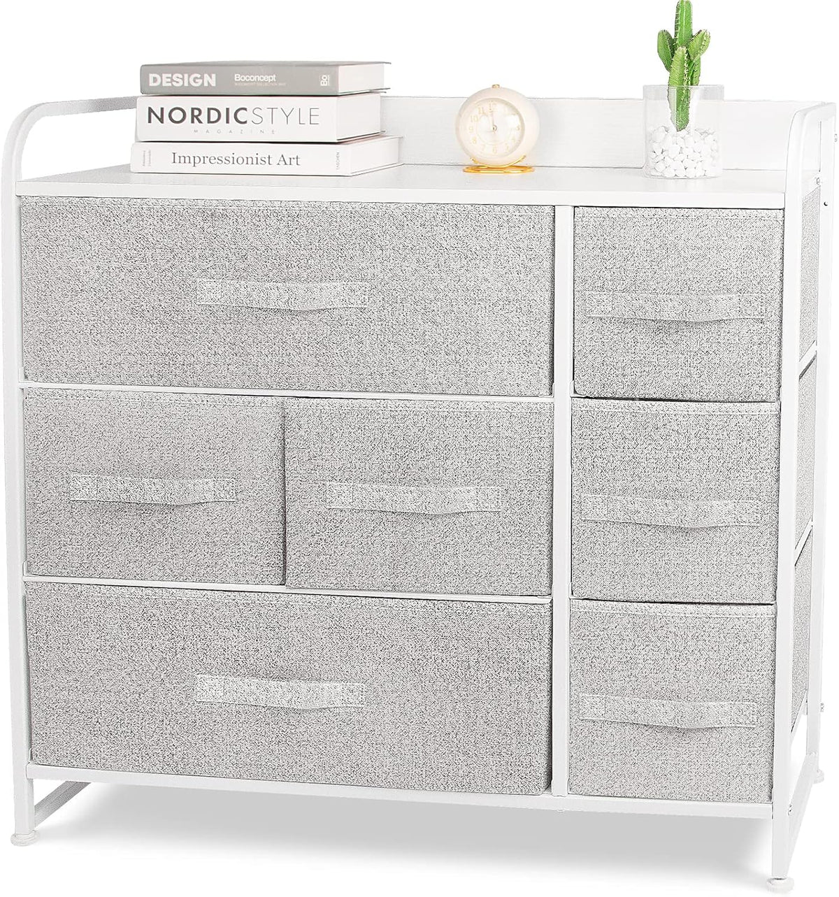 Fabric 7 Drawer Dresser Storage Tower with Steel Frame O227709