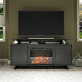 Electric Fireplace TV Console with Storage Cabinets, Black Oak R4042