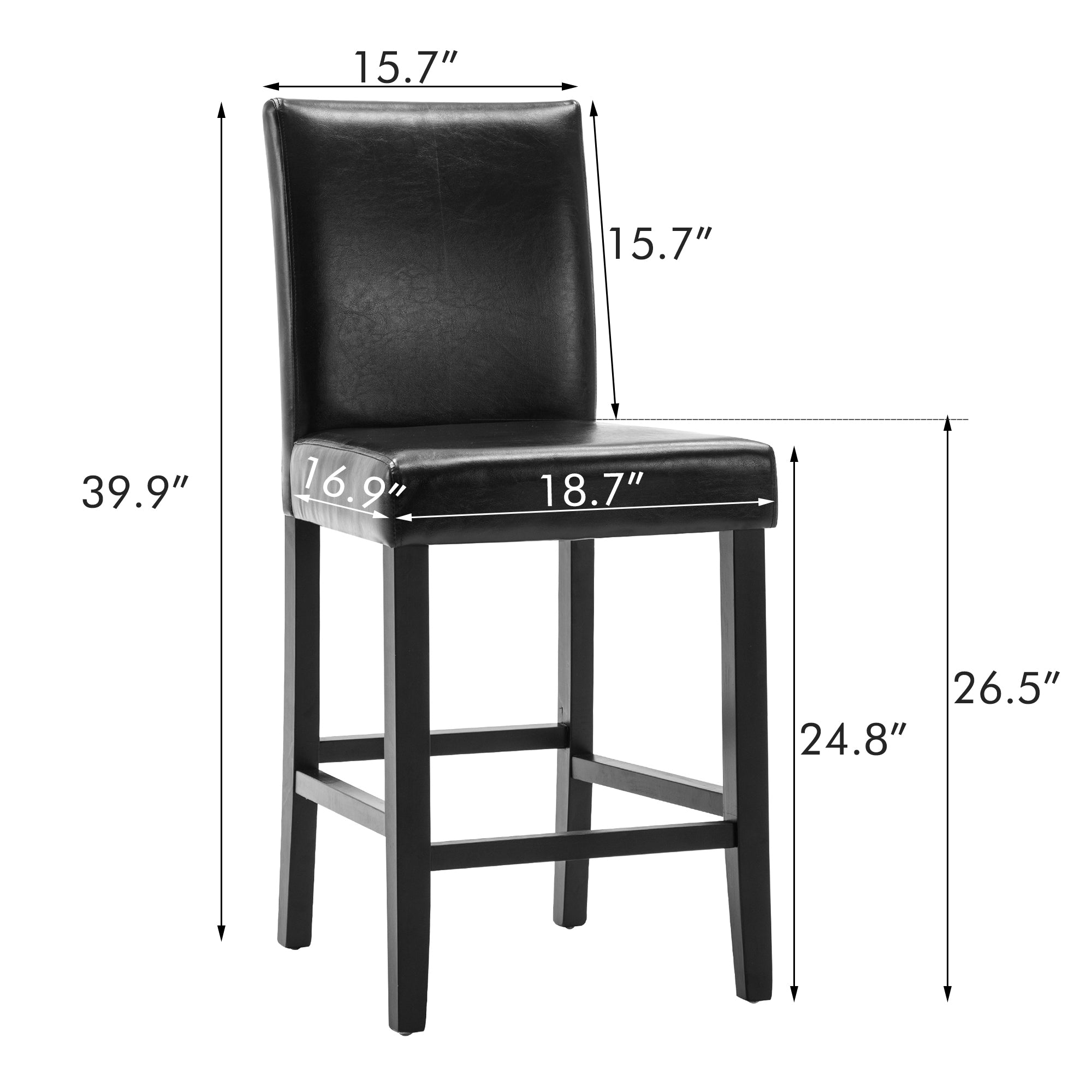 Black PU Leather Bar Stools, Set of 2 I19967
