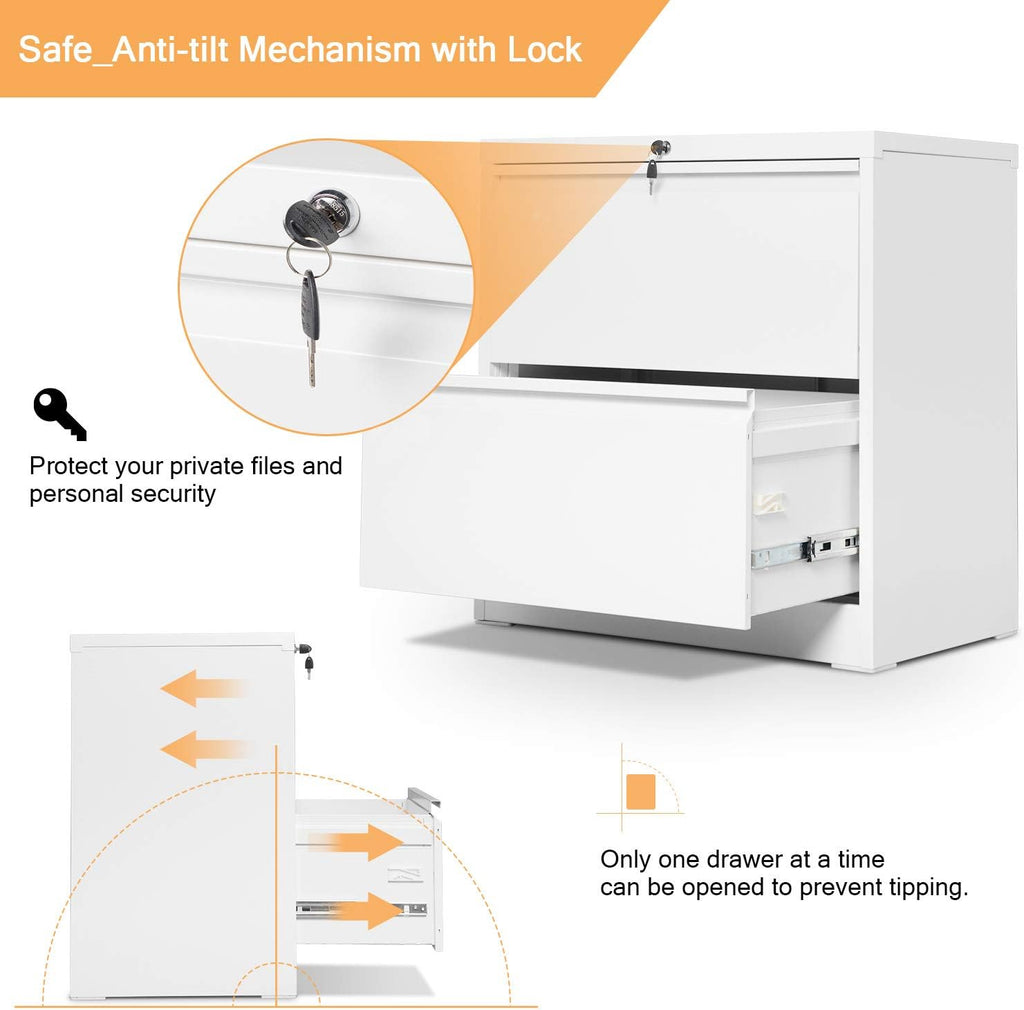 2 Drawer Metal Lateral File Cabinet with Lock F717