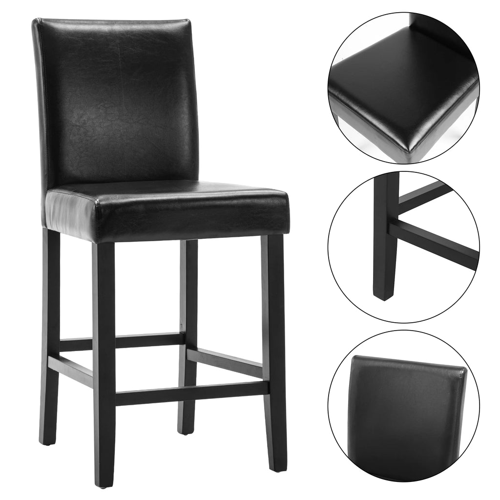 Black PU Leather Bar Stools, Set of 2 I19967