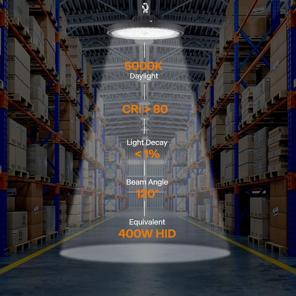 150W 5000K Daylight LED High Bay Light with US Plug 6’ Cable (1 Pack) W8175
