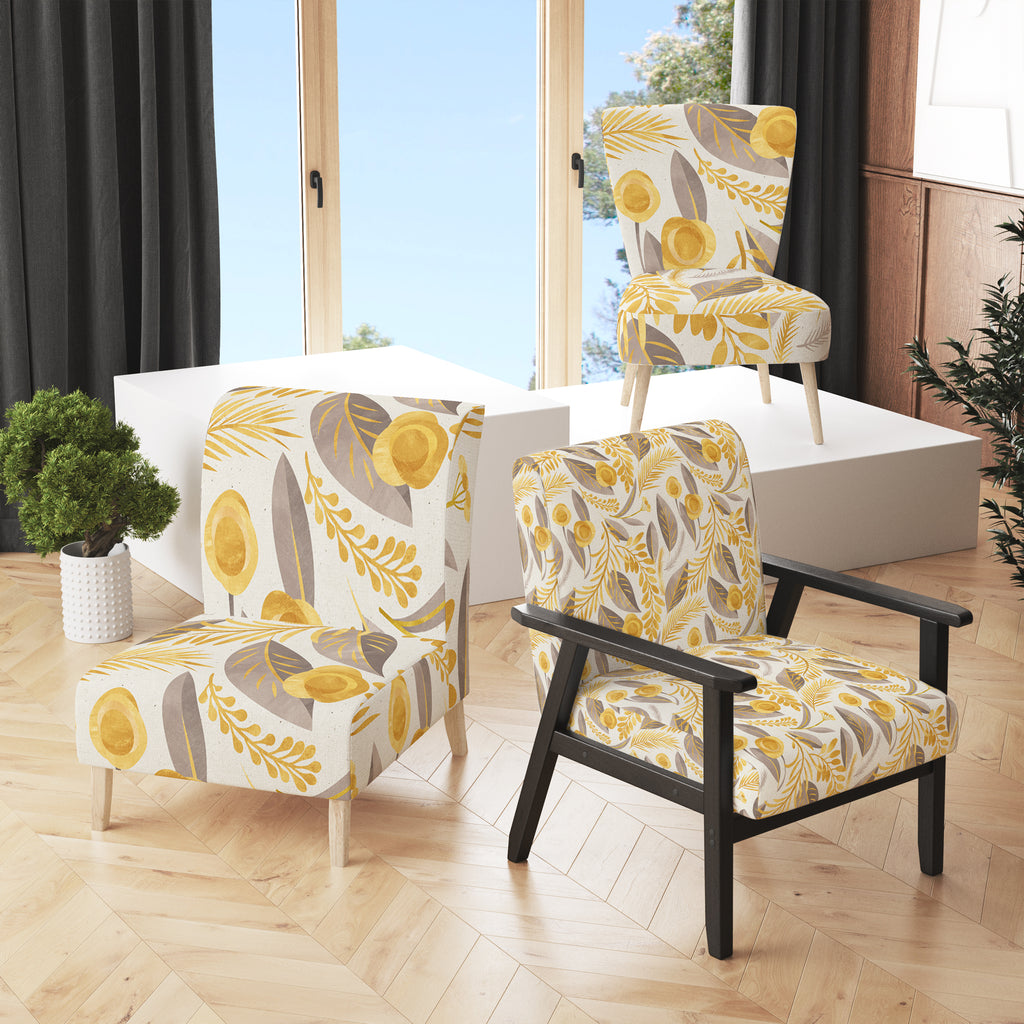 Upholstered Patterned Accent Chair and Arm Chair F949696