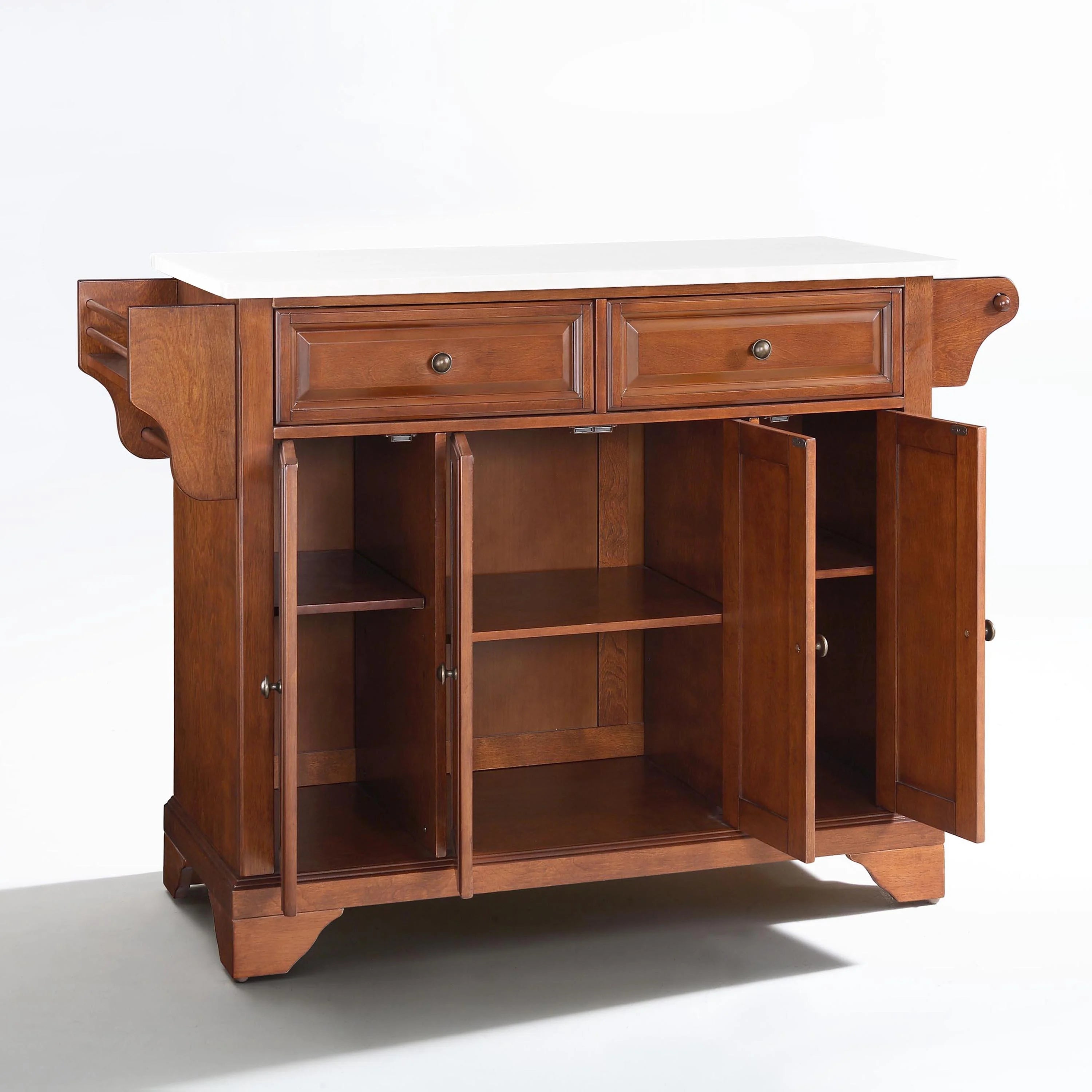 Cherry Wood Granite Top Kitchen Island J7950