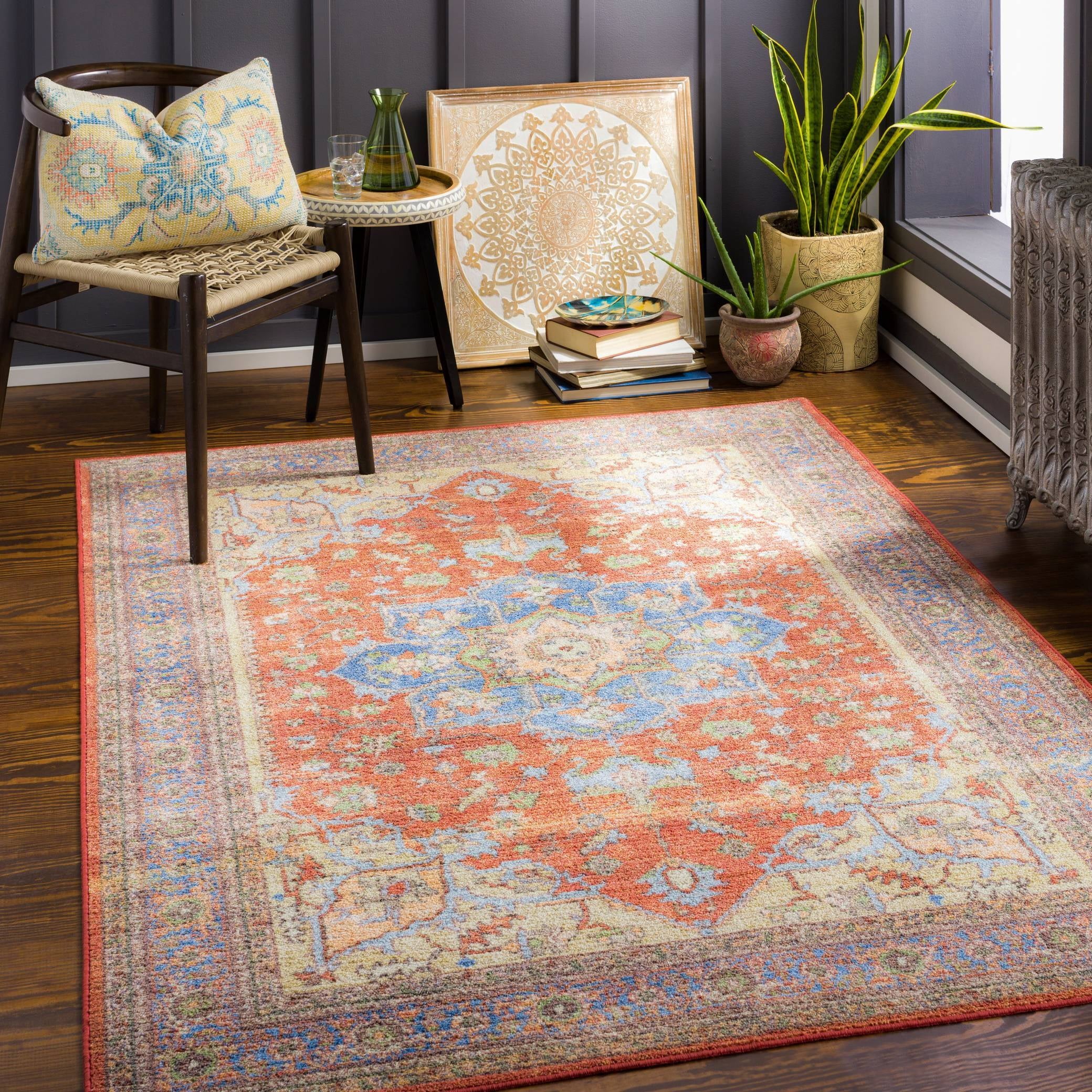 Burnt Orange Traditional Area Rug L9128