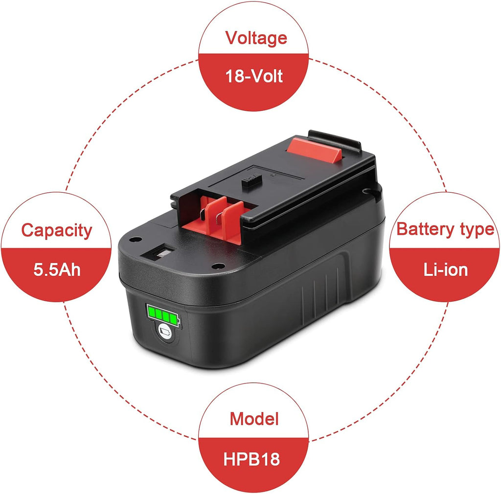 5.5Ah HPB18 Lithium-Ion Battery Pack of 2 R570068