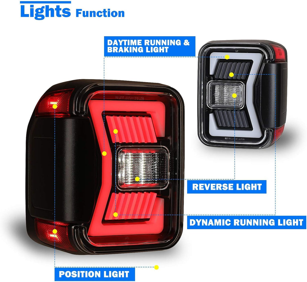 LED Tail Lights Replacement for 2019-2022 Jeep Gladiator Pickup, 1 Pair S99782