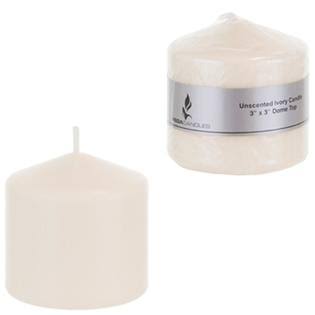 3 x 3 Domed Top Unscented Pillar Candle in Shrink Wrap Ivory Case Pack 48 Q45314