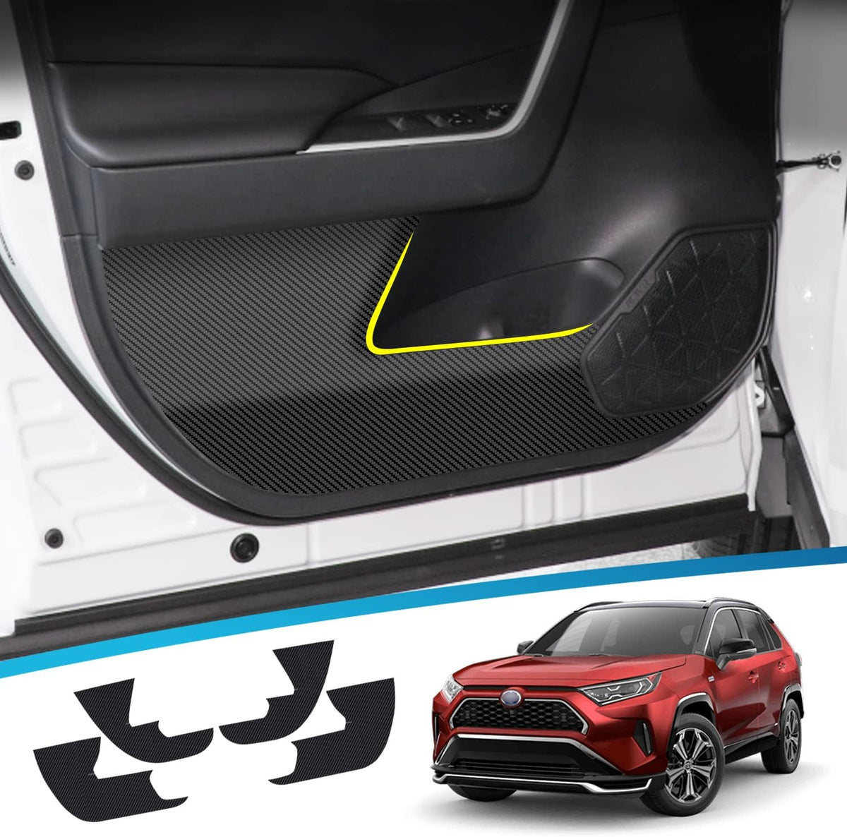 Carbon Fiber Texture Side Door Anti-Kick Threshold Protection Decal Panel G7337