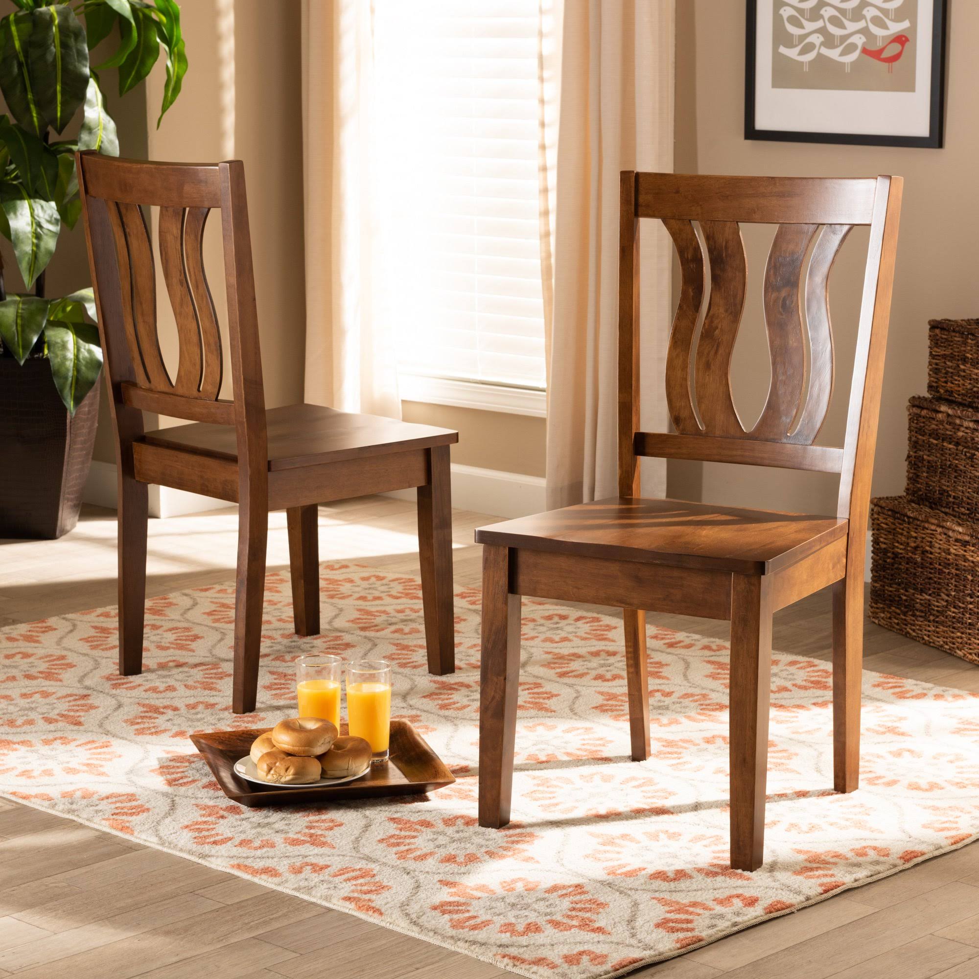 Walnut Brown Finished Wood 2-Piece Dining Chair Set J9847