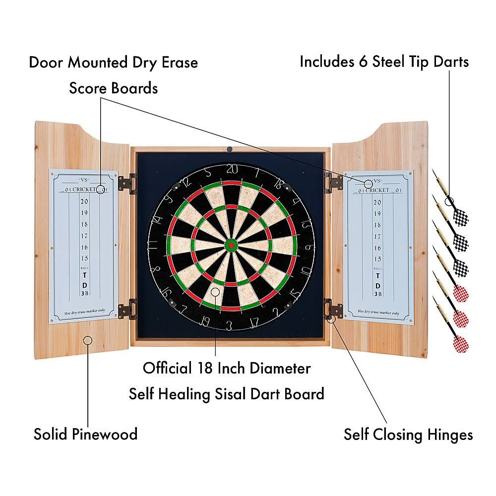 Dart Cabinet Set with Darts and Board K911744