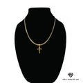 14k Bonded Gold Necklace with Red Rose Cross Pendant, 14K Cuban Chain Necklace I7112