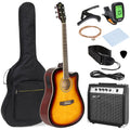 41in Full Size Acoustic Electric Cutaway Guitar Set with 10-Watt Amp, Capo, E-Tuner, Case X3328