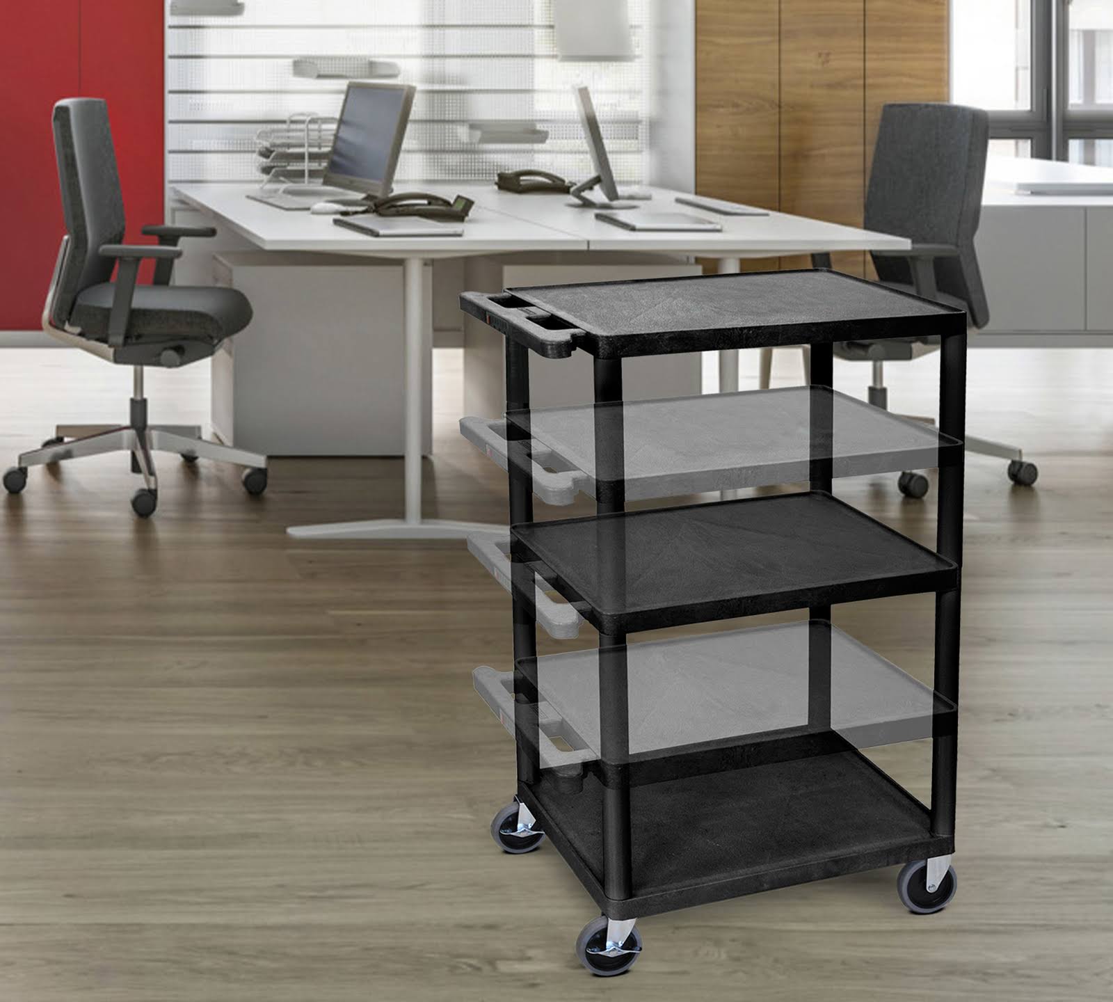 Black Electric Presentation Cart T7638