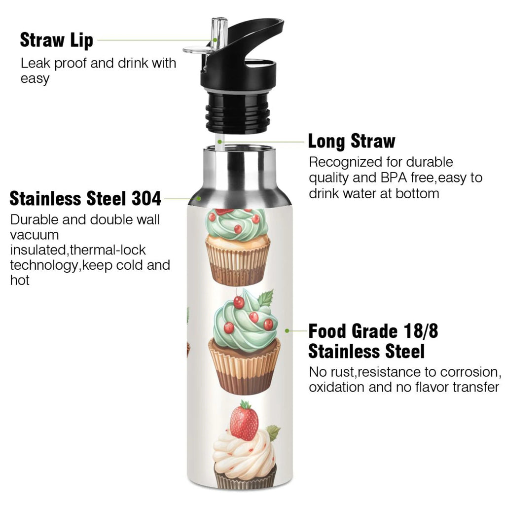 Insulated Stainless Steel Water Bottle with Straw Lid 20 oz E2781