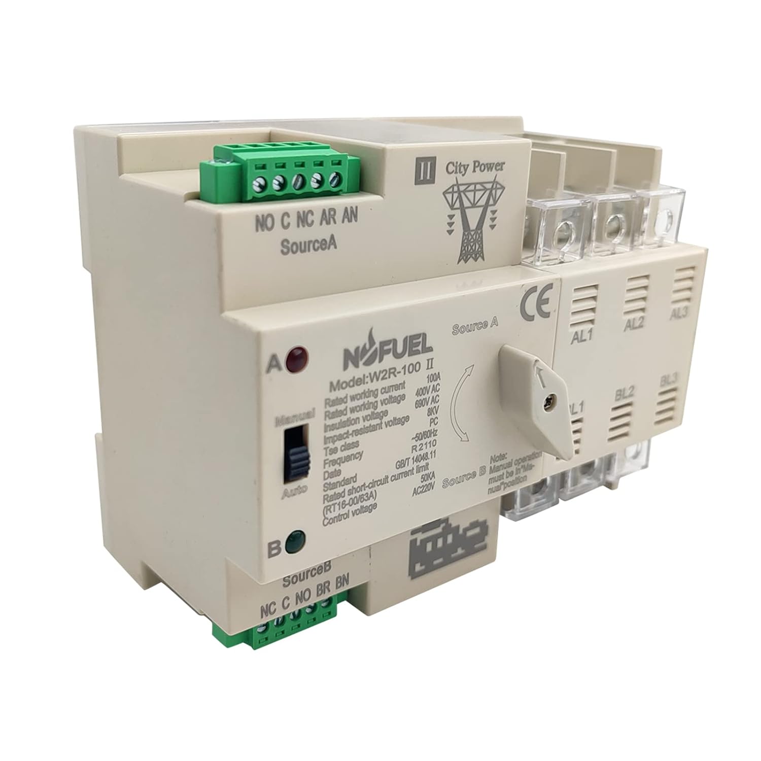 2P 100A Dual Power Automatic Transfer Switch Din Rail 220V Pack of 2 D4917