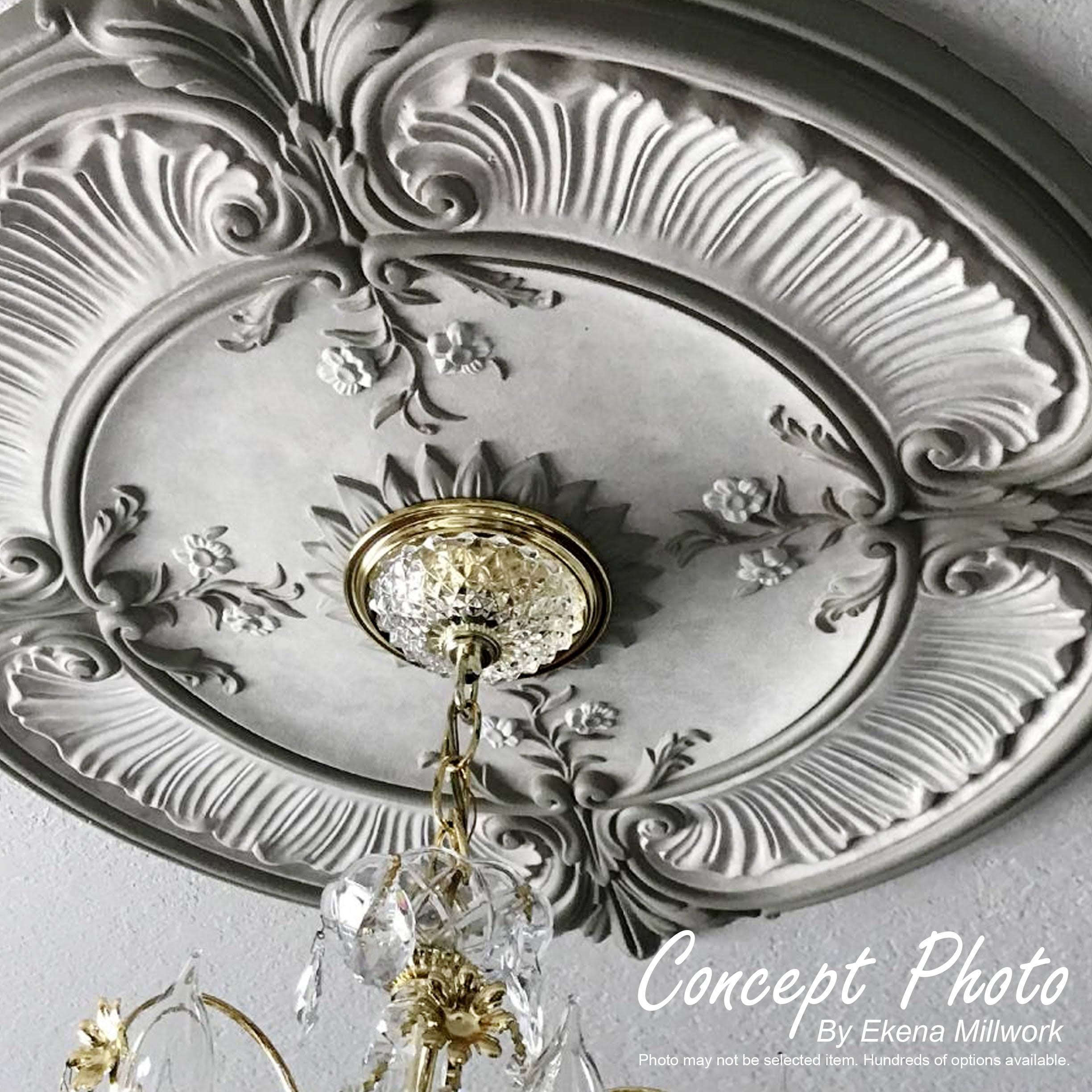 36x22OD x 1 1/2x22P Juniper Ceiling Medallion, Hand-Painted Polished Copper F421842