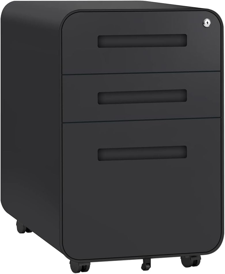 Blue 3 Drawer Locking Metal Rolling File Cabinet T8752