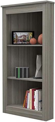 Gray Smoke Oak 3 Shelf Corner Bookcase F6306