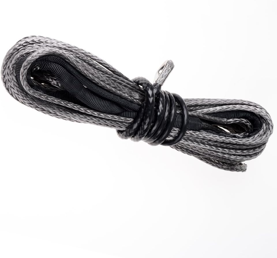 85ft x 3/8 inch Synthetic Winch Line Rope with Heat Rock Guard T394
