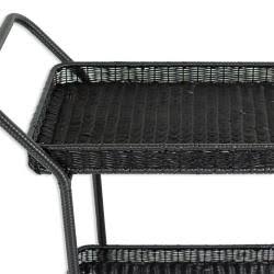 White Wicker Patio Serving Cart Y612