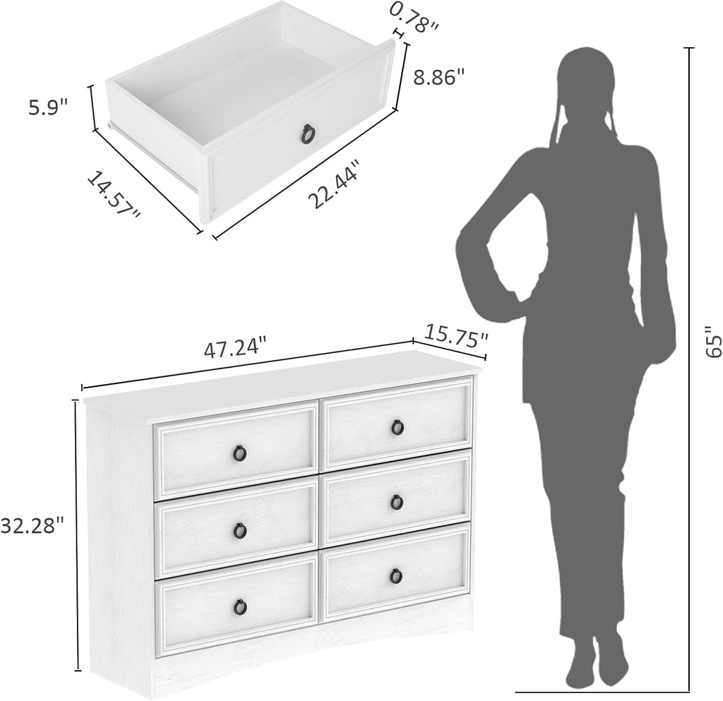 White 6 Drawer Dresser Q33345