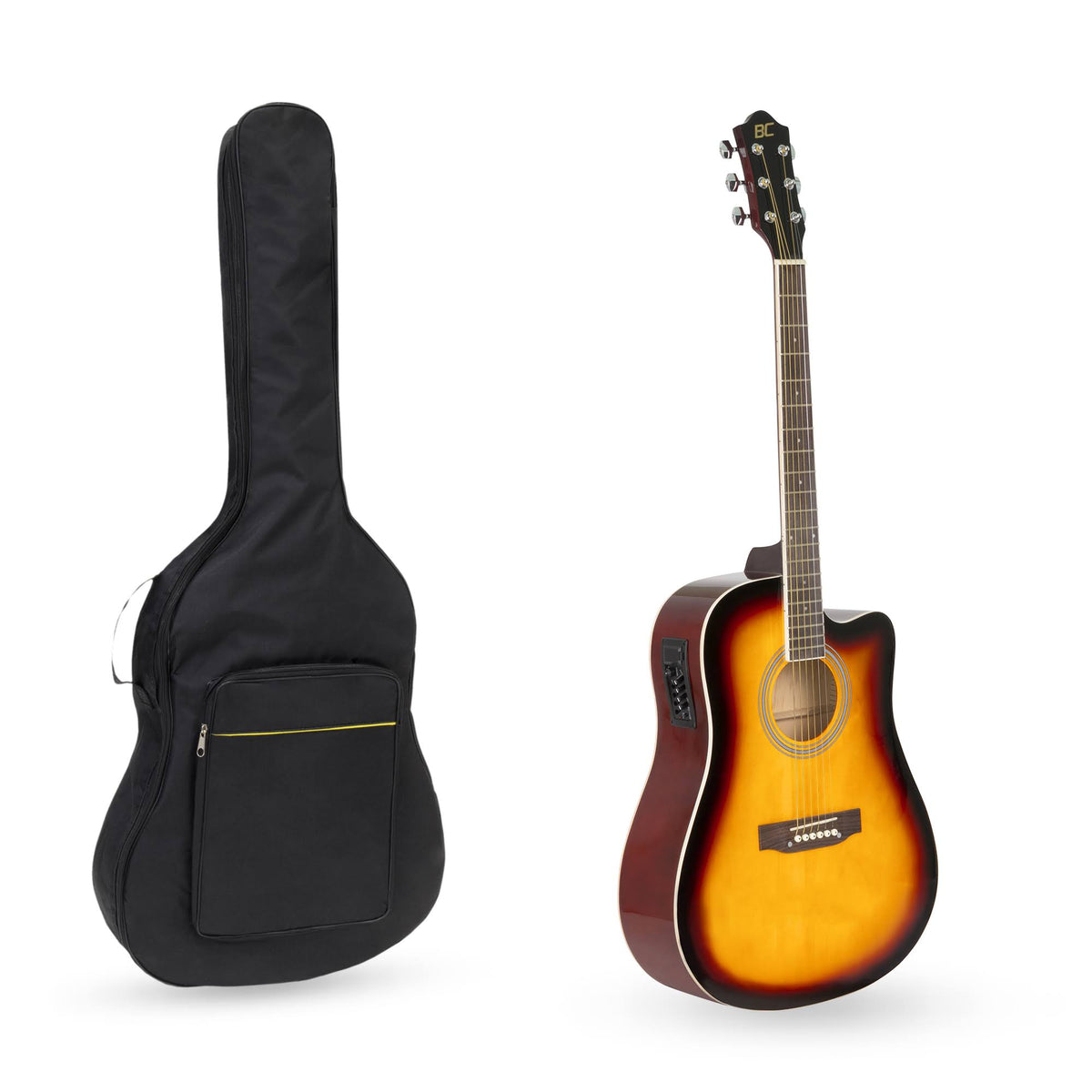 41in Full Size Acoustic Electric Cutaway Guitar Set with 10-Watt Amp, Capo, E-Tuner, Case X3328