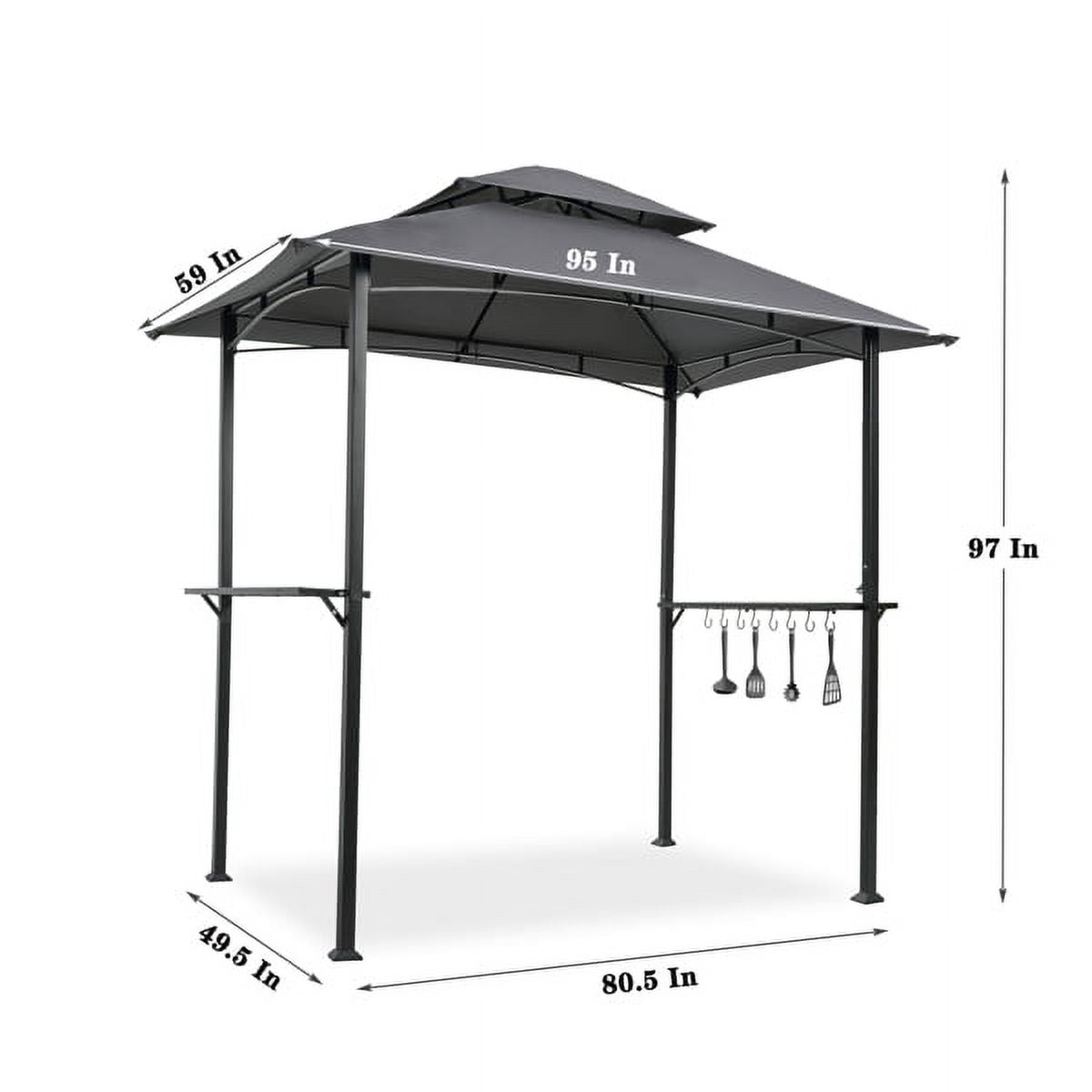 Grey Outdoor Grill Gazebo with Steel Frame Y367