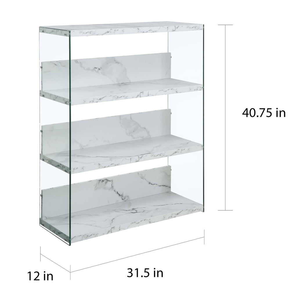 Weathered Grey 4-Tier Glass Wood Bookcase S86118