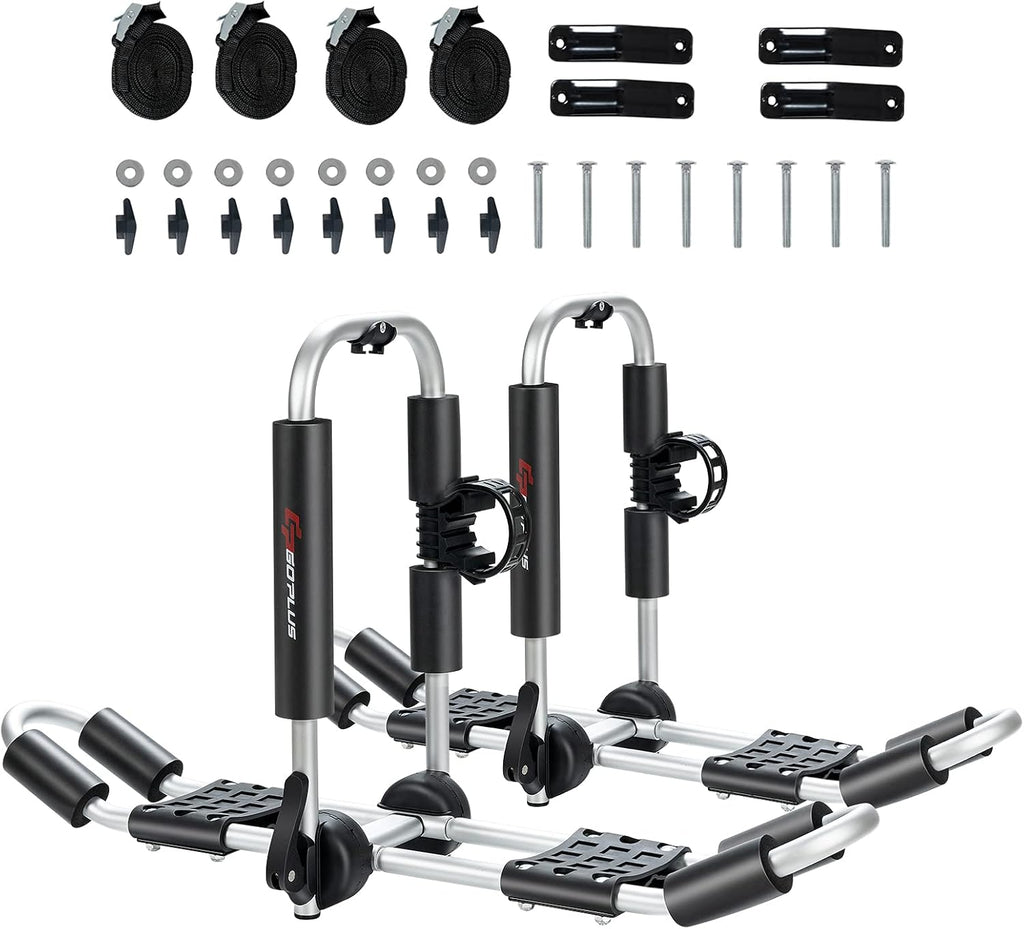 2 Pair Folding Kayak Roof Rack with Ratchet Lashing Straps N644