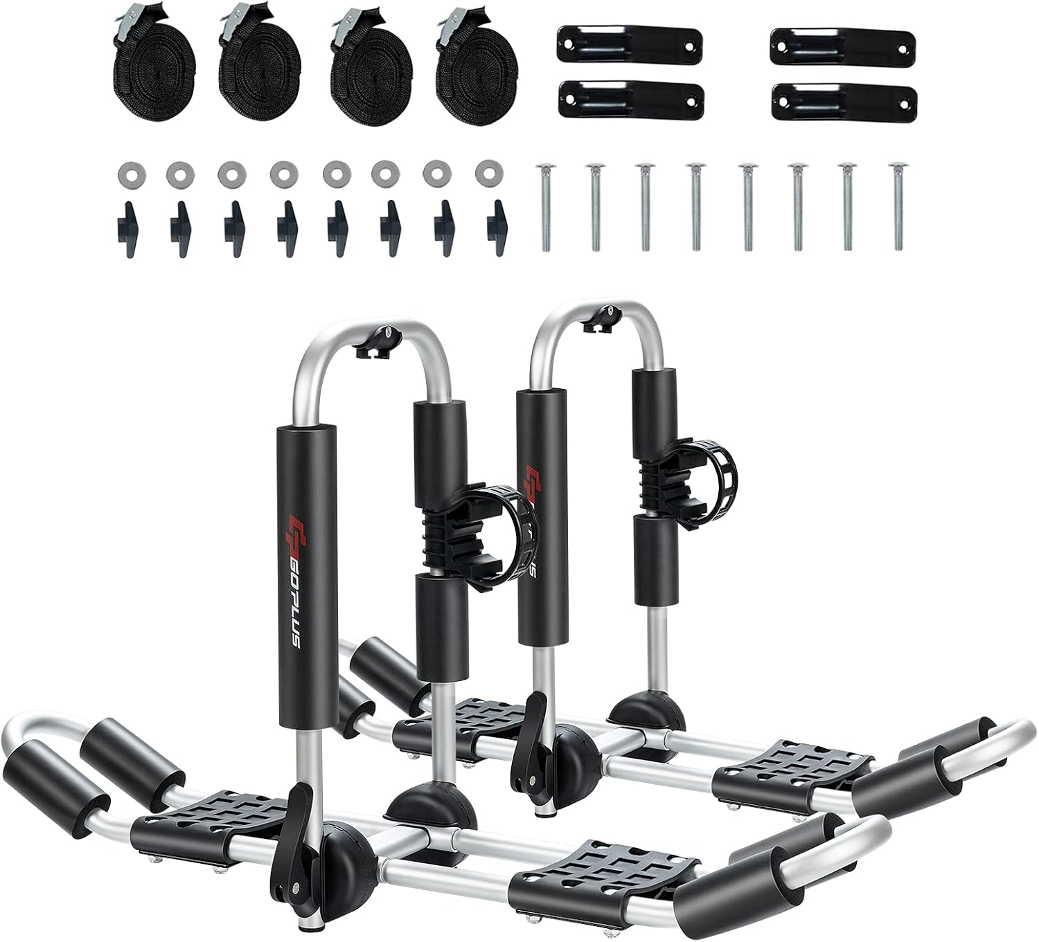 2 Pair Folding Kayak Roof Rack with Ratchet Lashing Straps N644