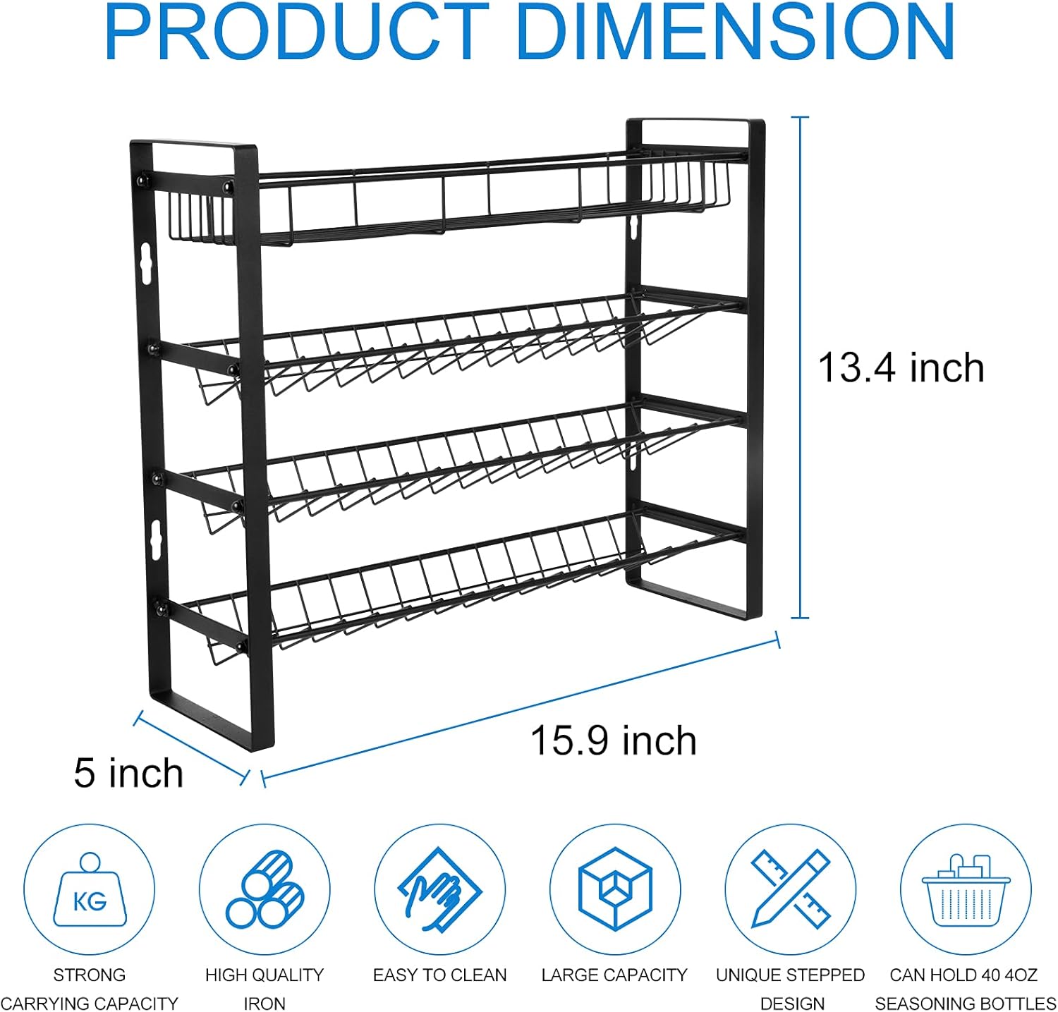 4 Tier Spice Rack with Hooks Y85117