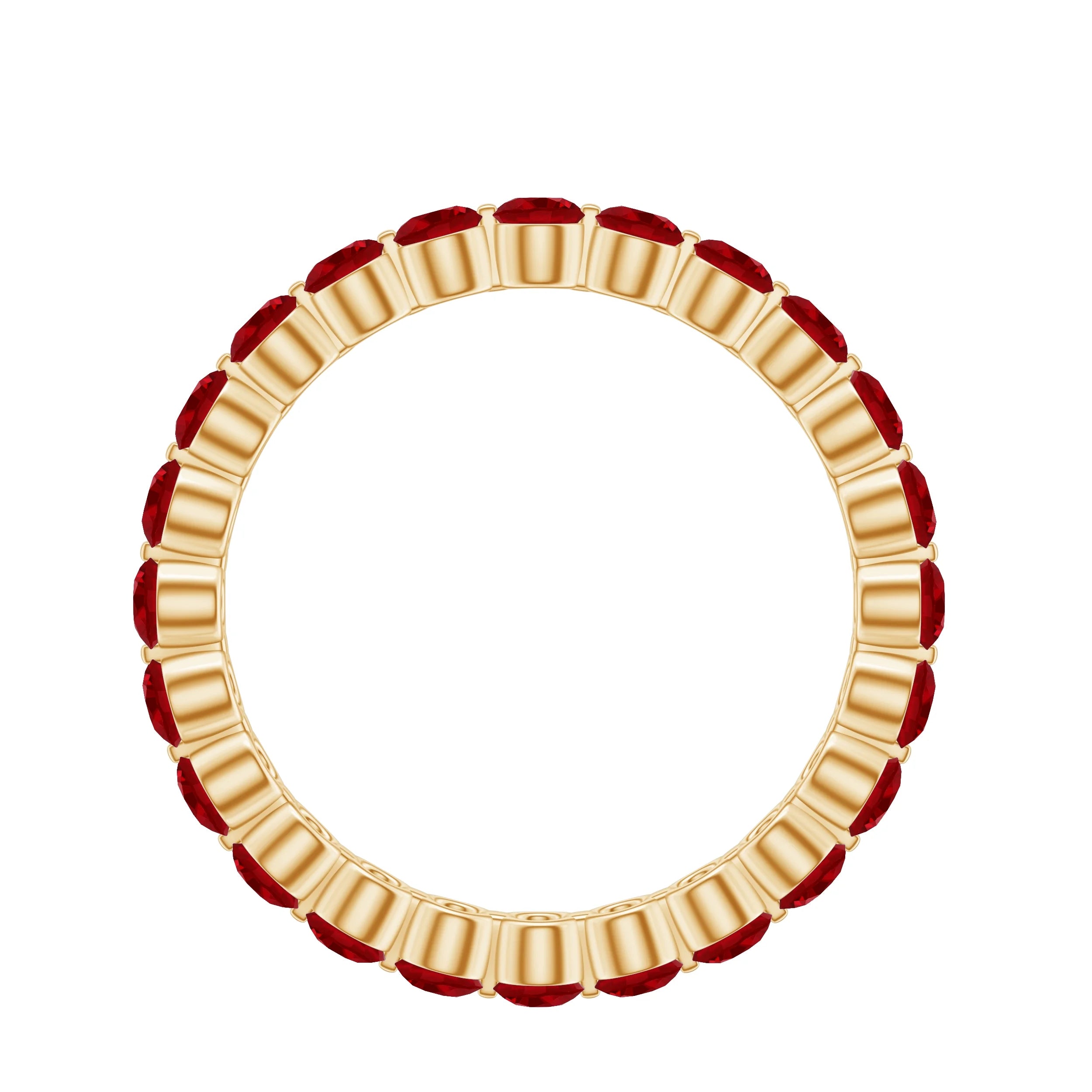 Lab Created Ruby Eternity Ring, 10K Yellow Gold, US 4.25 G5991