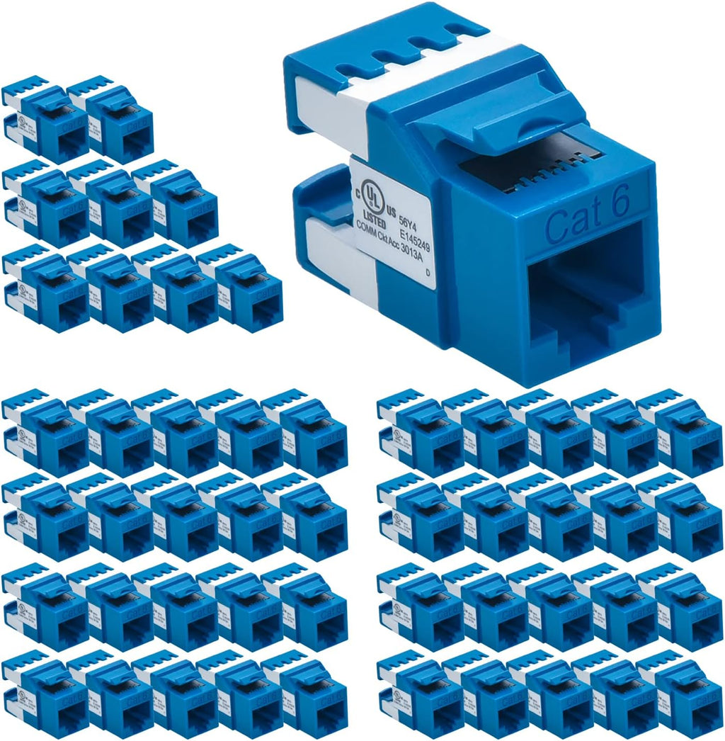 Cat.6 RJ45 Keystone Jack (50-Pack, Gray) D941