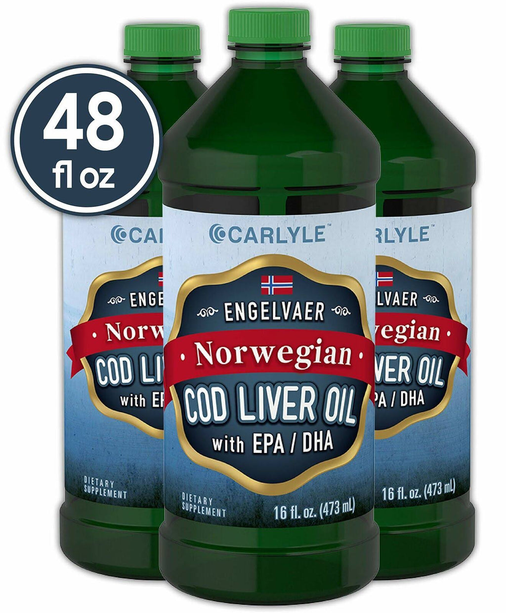 Cod Liver Oil Norwegian 16 fl oz 3 Bottles Liquid L3040
