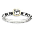 925 Sterling Silver & 14kt White Topaz Ring Size 8 R71808