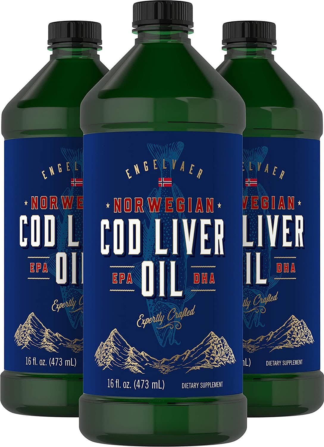 Cod Liver Oil Norwegian 16 fl oz 3 Bottles Liquid L3040