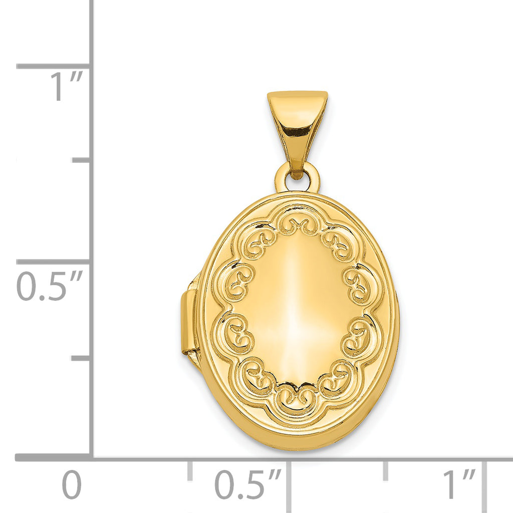 14 Karat Yellow Gold Oval Locket on 18-inch Cable Rope Chain J82006
