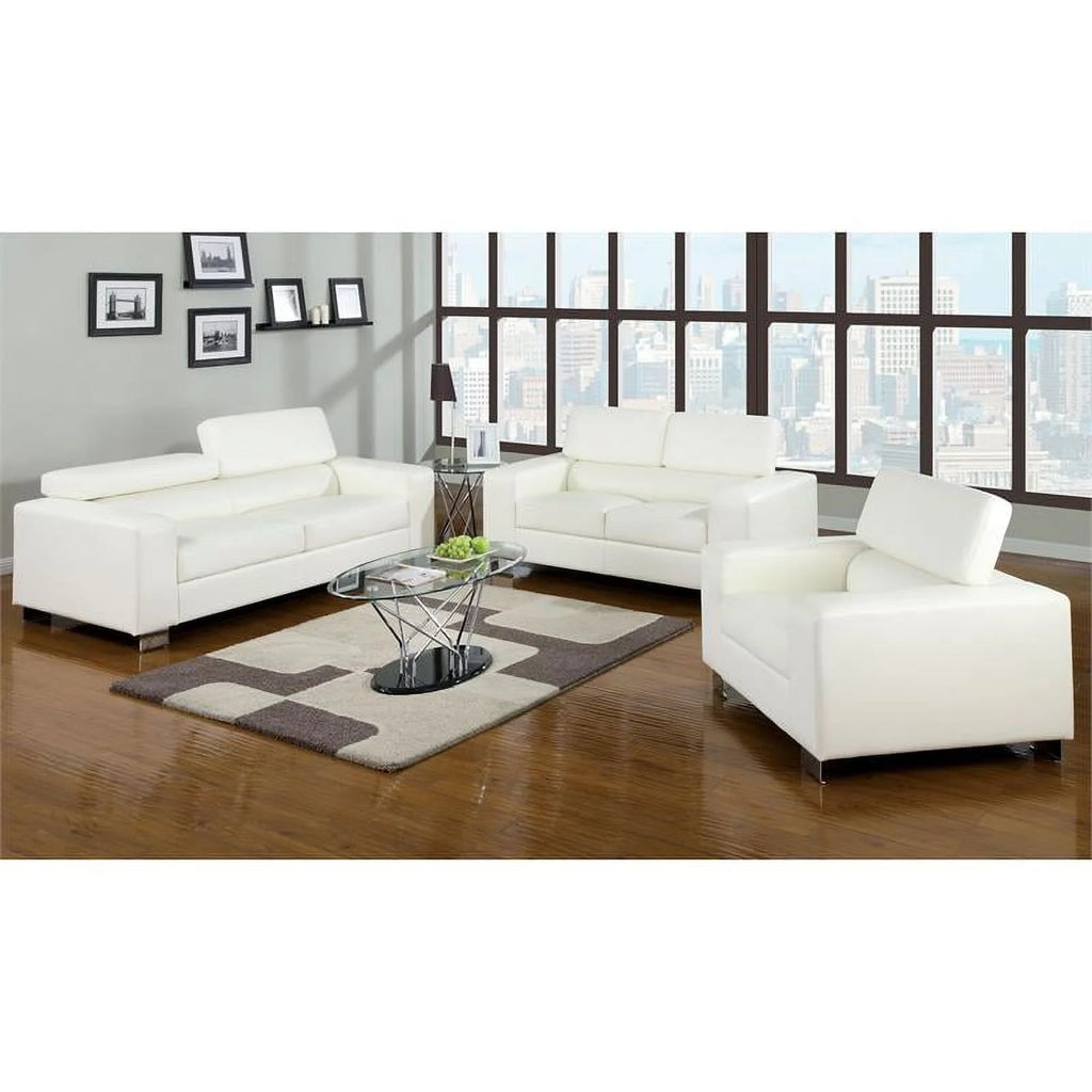 White Faux Leather 2-Piece Sofa Set M389457